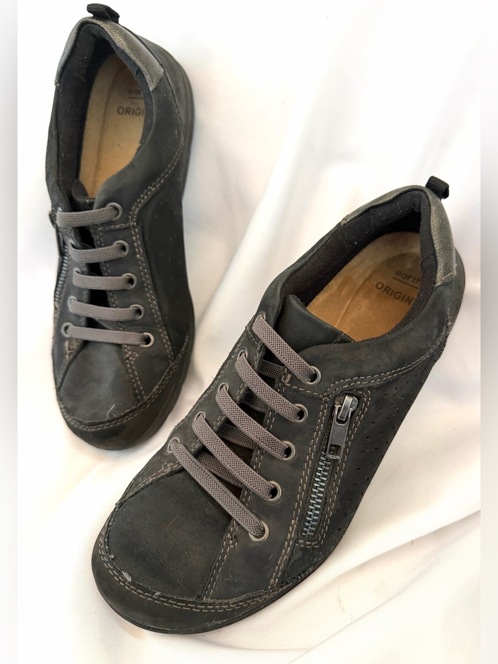 Earth Origins Dark Gray Perforated Lace-Up Sneaker with Side Zipper - Picture 3 of 16